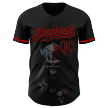 Загрузить изображение в средство просмотра галереи, Custom Black Red 3D Skull Fashion Authentic Baseball Jersey
