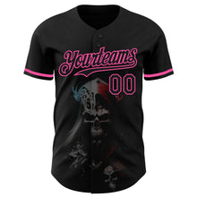 Charger l&#39;image dans la galerie, Custom Black Pink 3D Skull Fashion Authentic Baseball Jersey
