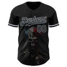 Загрузить изображение в средство просмотра галереи, Custom Black Gray 3D Skull Fashion Authentic Baseball Jersey
