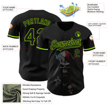 Charger l&#39;image dans la galerie, Custom Black Neon Green 3D Skull Fashion Authentic Baseball Jersey
