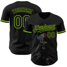 Charger l&#39;image dans la galerie, Custom Black Neon Green 3D Skull Fashion Authentic Baseball Jersey
