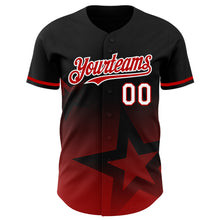 Charger l&#39;image dans la galerie, Custom Black Red-White 3D Pattern Design Gradient Style Twinkle Star Authentic Baseball Jersey
