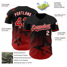 Charger l&#39;image dans la galerie, Custom Black Red-White 3D Pattern Design Gradient Style Twinkle Star Authentic Baseball Jersey
