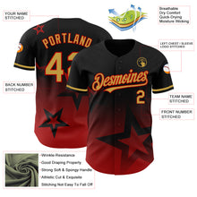 Charger l&#39;image dans la galerie, Custom Black Old Gold-Red 3D Pattern Design Gradient Style Twinkle Star Authentic Baseball Jersey
