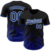 Charger l&#39;image dans la galerie, Custom Black Royal-White 3D Pattern Design Gradient Style Twinkle Star Authentic Baseball Jersey
