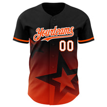 Laden Sie das Bild in den Galerie-Viewer, Custom Black Orange-White 3D Pattern Design Gradient Style Twinkle Star Authentic Baseball Jersey
