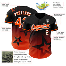 Laden Sie das Bild in den Galerie-Viewer, Custom Black Orange-White 3D Pattern Design Gradient Style Twinkle Star Authentic Baseball Jersey
