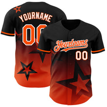 Laden Sie das Bild in den Galerie-Viewer, Custom Black Orange-White 3D Pattern Design Gradient Style Twinkle Star Authentic Baseball Jersey
