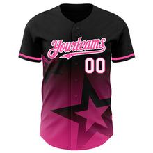 Laden Sie das Bild in den Galerie-Viewer, Custom Black Pink-White 3D Pattern Design Gradient Style Twinkle Star Authentic Baseball Jersey
