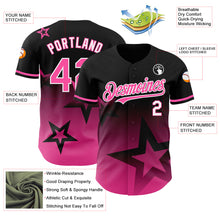 Charger l&#39;image dans la galerie, Custom Black Pink-White 3D Pattern Design Gradient Style Twinkle Star Authentic Baseball Jersey
