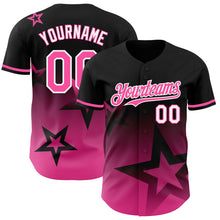 Load image into Gallery viewer, Custom Black Pink-White 3D Pattern Design Gradient Style Twinkle Star Authentic Baseball Jersey
