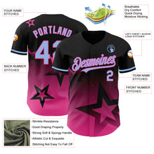 Загрузить изображение в средство просмотра галереи, Custom Black Light Blue-Pink 3D Pattern Design Gradient Style Twinkle Star Authentic Baseball Jersey
