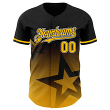 Charger l&#39;image dans la galerie, Custom Black Gold-White 3D Pattern Design Gradient Style Twinkle Star Authentic Baseball Jersey
