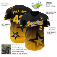 Laden Sie das Bild in den Galerie-Viewer, Custom Black Gold-White 3D Pattern Design Gradient Style Twinkle Star Authentic Baseball Jersey
