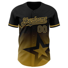 Charger l&#39;image dans la galerie, Custom Black Old Gold 3D Pattern Design Gradient Style Twinkle Star Authentic Baseball Jersey
