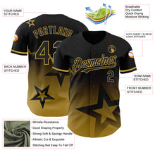 Загрузить изображение в средство просмотра галереи, Custom Black Old Gold 3D Pattern Design Gradient Style Twinkle Star Authentic Baseball Jersey
