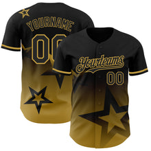 Laden Sie das Bild in den Galerie-Viewer, Custom Black Old Gold 3D Pattern Design Gradient Style Twinkle Star Authentic Baseball Jersey
