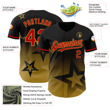 Загрузить изображение в средство просмотра галереи, Custom Black Red Old Gold 3D Pattern Design Gradient Style Twinkle Star Authentic Baseball Jersey
