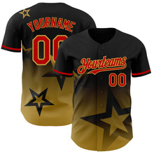 Загрузить изображение в средство просмотра галереи, Custom Black Red Old Gold 3D Pattern Design Gradient Style Twinkle Star Authentic Baseball Jersey
