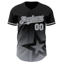 Laden Sie das Bild in den Galerie-Viewer, Custom Black Gray-White 3D Pattern Design Gradient Style Twinkle Star Authentic Baseball Jersey
