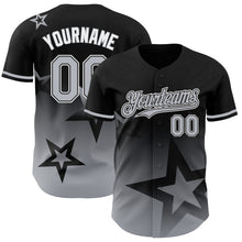 Laden Sie das Bild in den Galerie-Viewer, Custom Black Gray-White 3D Pattern Design Gradient Style Twinkle Star Authentic Baseball Jersey
