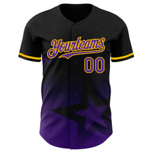 Charger l&#39;image dans la galerie, Custom Black Purple-Gold 3D Pattern Design Gradient Style Twinkle Star Authentic Baseball Jersey
