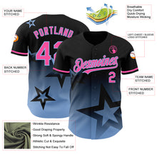 Charger l&#39;image dans la galerie, Custom Black Pink-Light Blue 3D Pattern Design Gradient Style Twinkle Star Authentic Baseball Jersey
