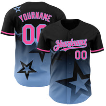 Charger l&#39;image dans la galerie, Custom Black Pink-Light Blue 3D Pattern Design Gradient Style Twinkle Star Authentic Baseball Jersey
