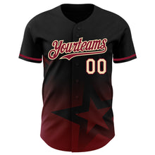 Загрузить изображение в средство просмотра галереи, Custom Black Crimson-Cream 3D Pattern Design Gradient Style Twinkle Star Authentic Baseball Jersey
