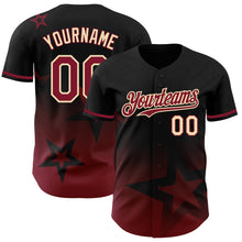 Laden Sie das Bild in den Galerie-Viewer, Custom Black Crimson-Cream 3D Pattern Design Gradient Style Twinkle Star Authentic Baseball Jersey
