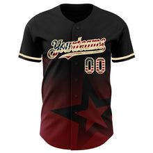 Charger l&#39;image dans la galerie, Custom Black Vintage USA Flag Red-Cream 3D Pattern Design Gradient Style Twinkle Star Authentic Baseball Jersey
