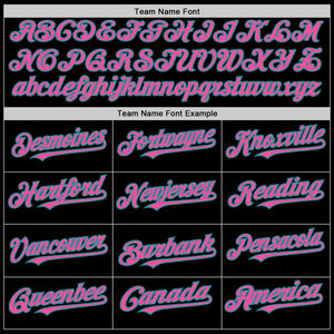 Custom Black Pink-Teal 3D Pattern Design Gradient Style Twinkle Star Authentic Baseball Jersey