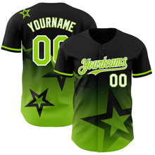 Загрузить изображение в средство просмотра галереи, Custom Black Neon Green-White 3D Pattern Design Gradient Style Twinkle Star Authentic Baseball Jersey
