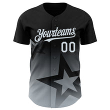 Charger l&#39;image dans la galerie, Custom Black Silver 3D Pattern Design Gradient Style Twinkle Star Authentic Baseball Jersey
