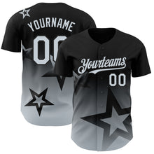 Charger l&#39;image dans la galerie, Custom Black Silver 3D Pattern Design Gradient Style Twinkle Star Authentic Baseball Jersey
