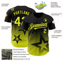 Load image into Gallery viewer, Custom Black Neon Yellow 3D Pattern Design Gradient Style Twinkle Star Authentic Baseball Jersey
