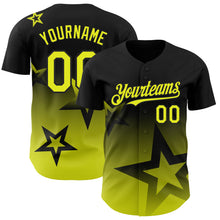 Загрузить изображение в средство просмотра галереи, Custom Black Neon Yellow 3D Pattern Design Gradient Style Twinkle Star Authentic Baseball Jersey
