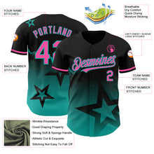 Laden Sie das Bild in den Galerie-Viewer, Custom Black Pink-Aqua 3D Pattern Design Gradient Style Twinkle Star Authentic Baseball Jersey
