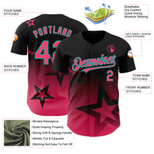 Laden Sie das Bild in den Galerie-Viewer, Custom Black Neon Pink-Aqua 3D Pattern Design Gradient Style Twinkle Star Authentic Baseball Jersey
