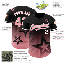 Charger l&#39;image dans la galerie, Custom Black Medium Pink-White 3D Pattern Design Gradient Style Twinkle Star Authentic Baseball Jersey
