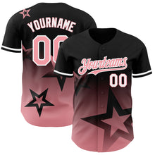 Загрузить изображение в средство просмотра галереи, Custom Black Medium Pink-White 3D Pattern Design Gradient Style Twinkle Star Authentic Baseball Jersey
