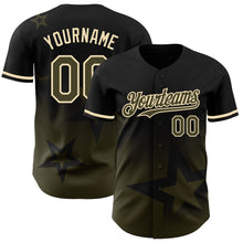 Charger l&#39;image dans la galerie, Custom Black Olive-Cream 3D Pattern Design Gradient Style Twinkle Star Authentic Baseball Jersey
