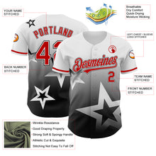 Laden Sie das Bild in den Galerie-Viewer, Custom White Red-Black 3D Pattern Design Gradient Style Twinkle Star Authentic Baseball Jersey
