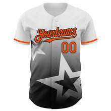Laden Sie das Bild in den Galerie-Viewer, Custom White Orange-Black 3D Pattern Design Gradient Style Twinkle Star Authentic Baseball Jersey
