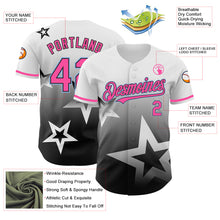 Laden Sie das Bild in den Galerie-Viewer, Custom White Pink Black-Light Blue 3D Pattern Design Gradient Style Twinkle Star Authentic Baseball Jersey
