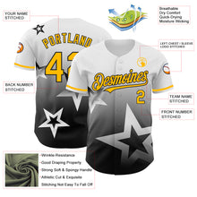 Laden Sie das Bild in den Galerie-Viewer, Custom White Gold-Black 3D Pattern Design Gradient Style Twinkle Star Authentic Baseball Jersey
