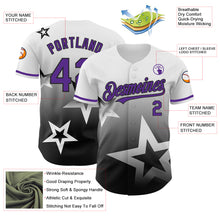 Load image into Gallery viewer, Custom White Purple-Black 3D Pattern Design Gradient Style Twinkle Star Authentic Baseball Jersey
