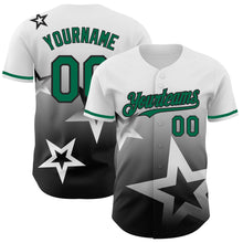 Load image into Gallery viewer, Custom White Kelly Green-Black 3D Pattern Design Gradient Style Twinkle Star Authentic Baseball Jersey
