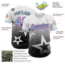 Laden Sie das Bild in den Galerie-Viewer, Custom White Light Blue Black-Pink 3D Pattern Design Gradient Style Twinkle Star Authentic Baseball Jersey
