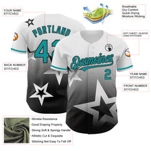Laden Sie das Bild in den Galerie-Viewer, Custom White Teal-Black 3D Pattern Design Gradient Style Twinkle Star Authentic Baseball Jersey
